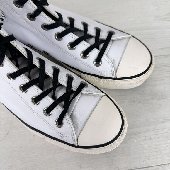 Converse Chuck Taylor Women 9 All Star Platform High Top Sneakers White Leather - Picture 7 of 12